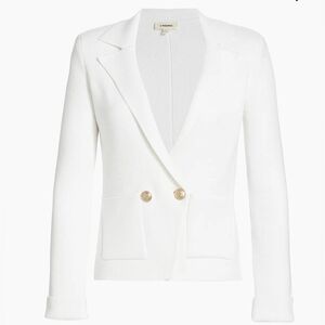 L'AGENCE Womens White Sofia Knit Double-Breasted Blazer Size XL NWT Office